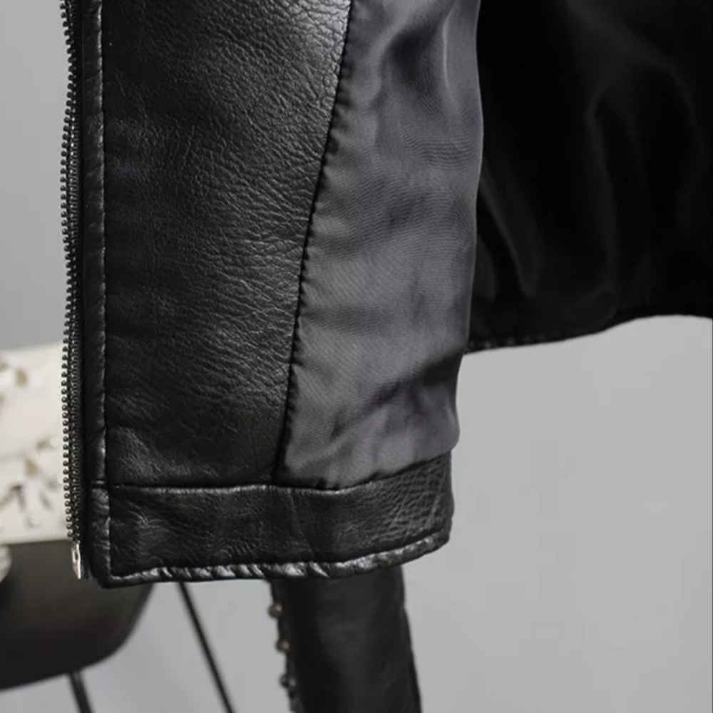 Women Leather Floral Print Embroidery Jacket - Picture 9 of 16